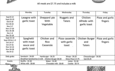 Cafeteria Menu